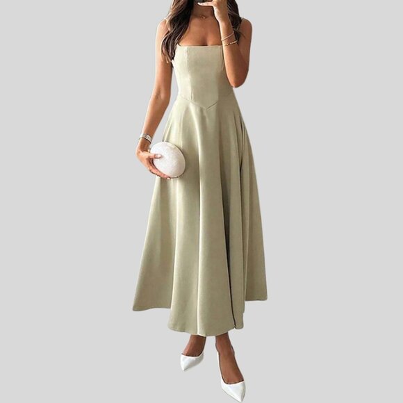 Dresses & Skirts - A-Line Sexy Bodice Midi Dress Green
